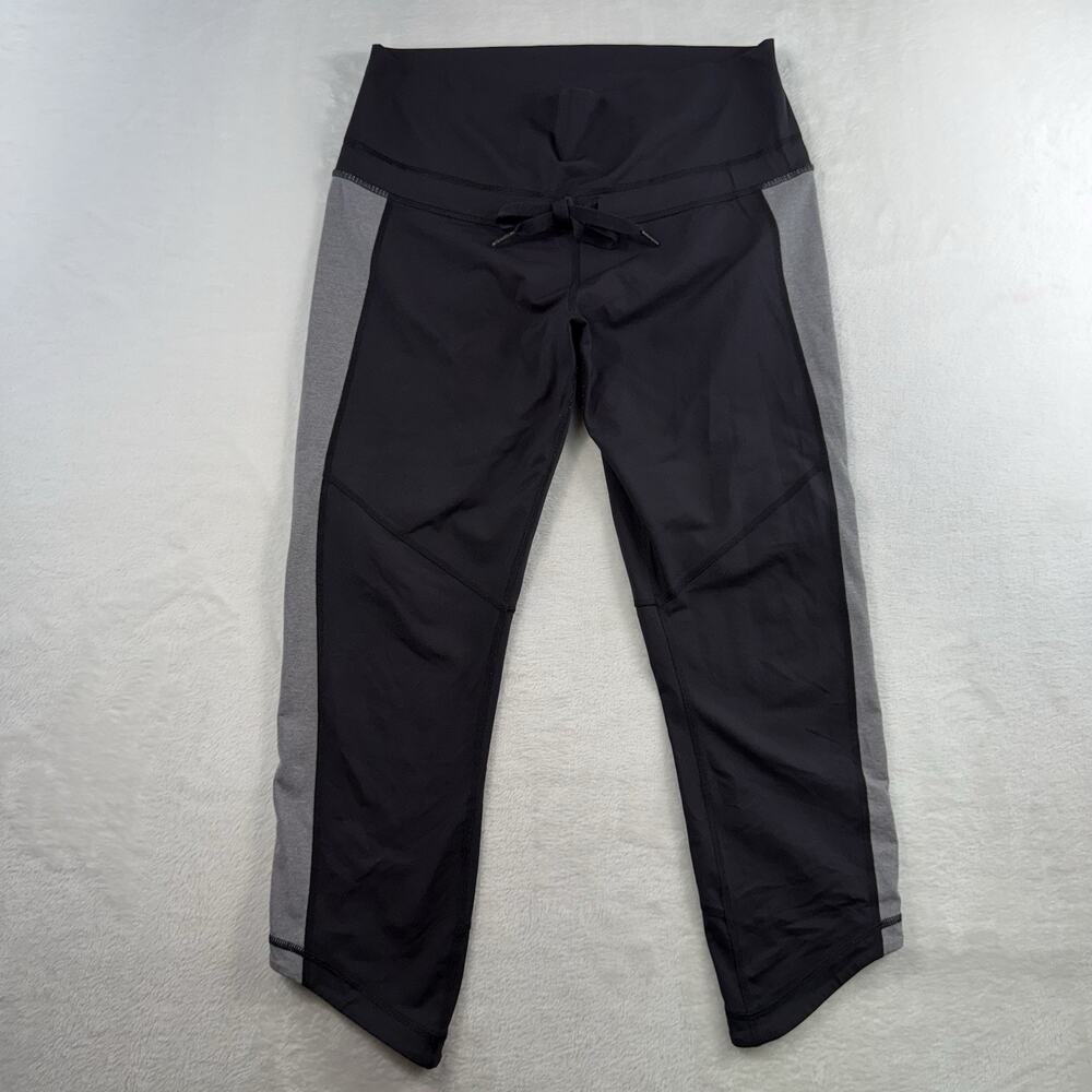 Lululemon Athletica Sz 10 Retreat‎ 7/8 Pants Black Heathered Slate High Rise - Picture 3 of 13